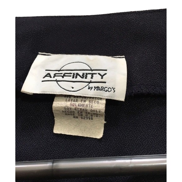 Vintage Womens Embroidered Button Blazer Navy Ivory S/M Small Affinity By Margos - Picture 6 of 11